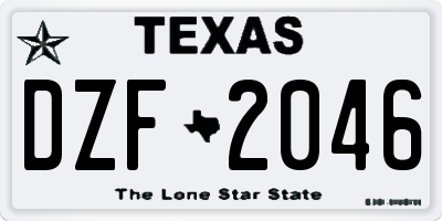 TX license plate DZF2046