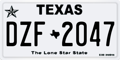 TX license plate DZF2047