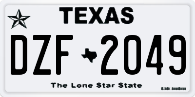 TX license plate DZF2049