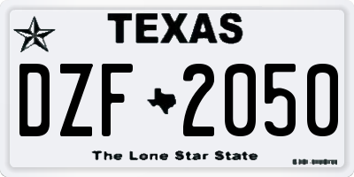 TX license plate DZF2050