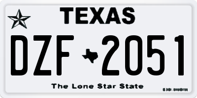 TX license plate DZF2051