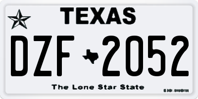 TX license plate DZF2052