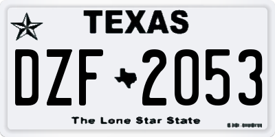 TX license plate DZF2053