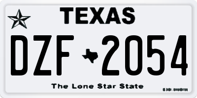 TX license plate DZF2054