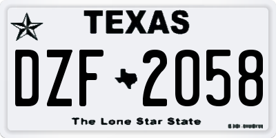 TX license plate DZF2058