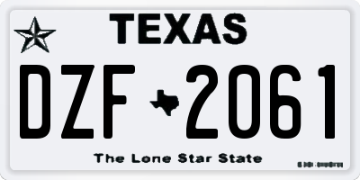 TX license plate DZF2061