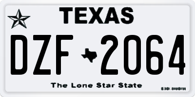 TX license plate DZF2064