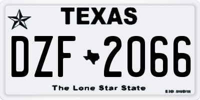 TX license plate DZF2066