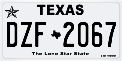 TX license plate DZF2067