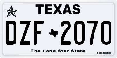 TX license plate DZF2070