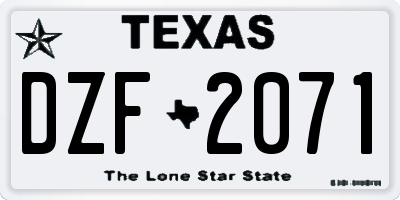 TX license plate DZF2071