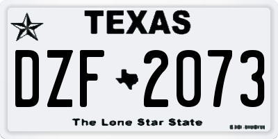 TX license plate DZF2073