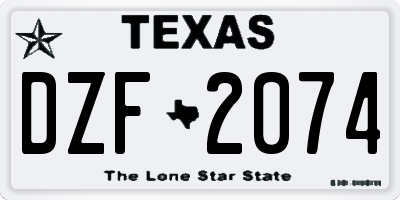 TX license plate DZF2074