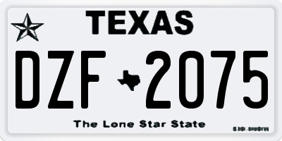 TX license plate DZF2075