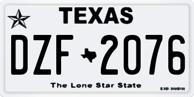 TX license plate DZF2076