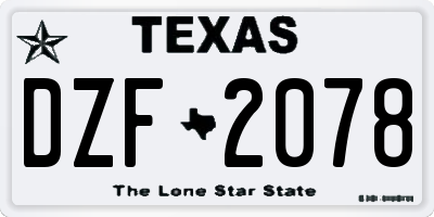 TX license plate DZF2078