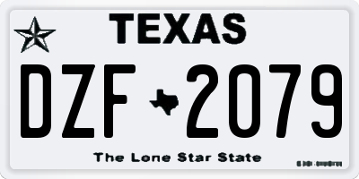 TX license plate DZF2079