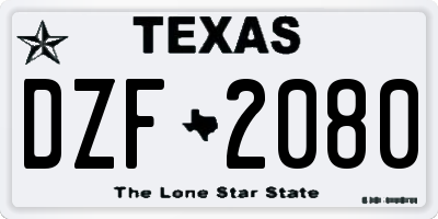 TX license plate DZF2080