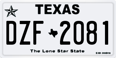 TX license plate DZF2081