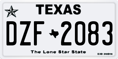 TX license plate DZF2083