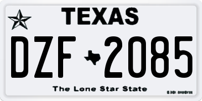 TX license plate DZF2085