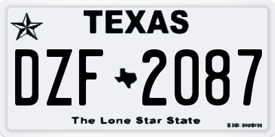 TX license plate DZF2087
