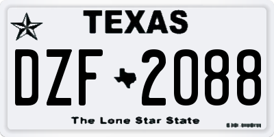 TX license plate DZF2088
