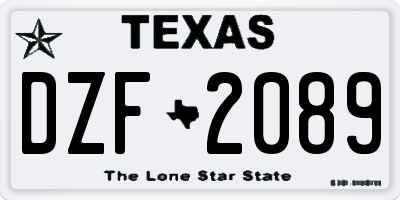 TX license plate DZF2089