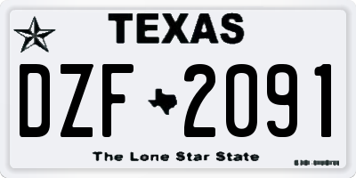 TX license plate DZF2091