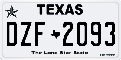 TX license plate DZF2093