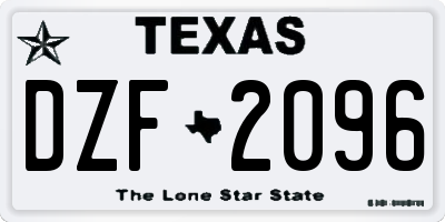 TX license plate DZF2096