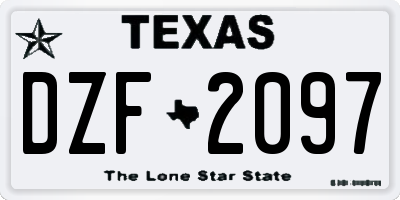 TX license plate DZF2097