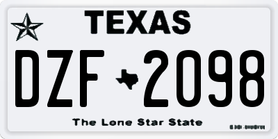 TX license plate DZF2098
