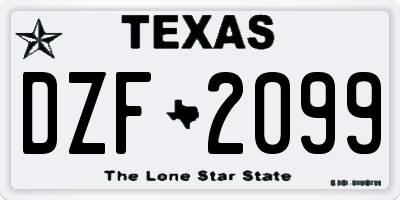 TX license plate DZF2099