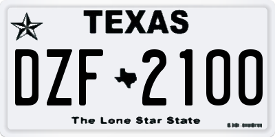 TX license plate DZF2100
