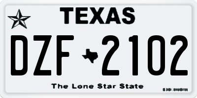 TX license plate DZF2102