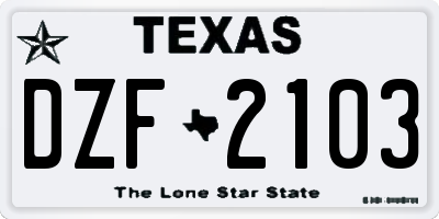 TX license plate DZF2103