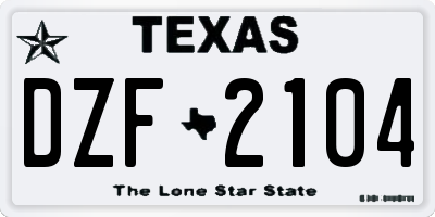 TX license plate DZF2104