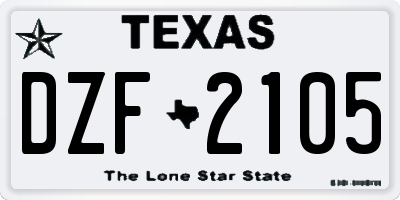 TX license plate DZF2105