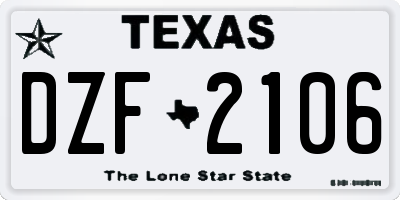 TX license plate DZF2106