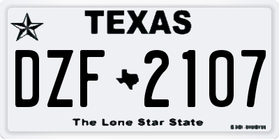TX license plate DZF2107