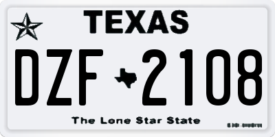 TX license plate DZF2108