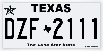 TX license plate DZF2111