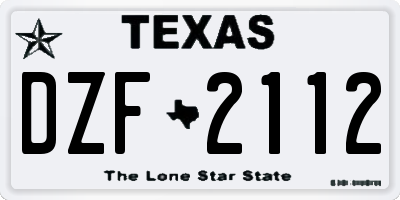TX license plate DZF2112