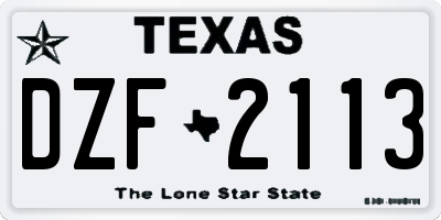 TX license plate DZF2113