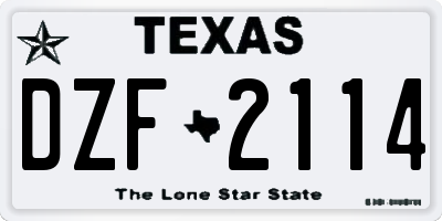 TX license plate DZF2114