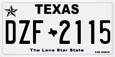 TX license plate DZF2115