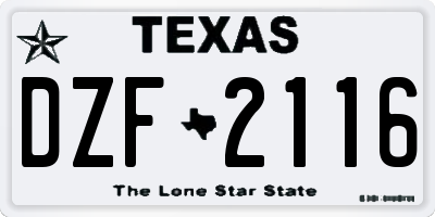 TX license plate DZF2116