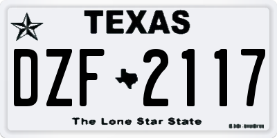 TX license plate DZF2117