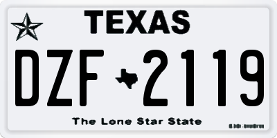 TX license plate DZF2119